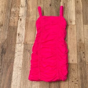 Katie J NYC Hot Pink Ruched Tank Dress